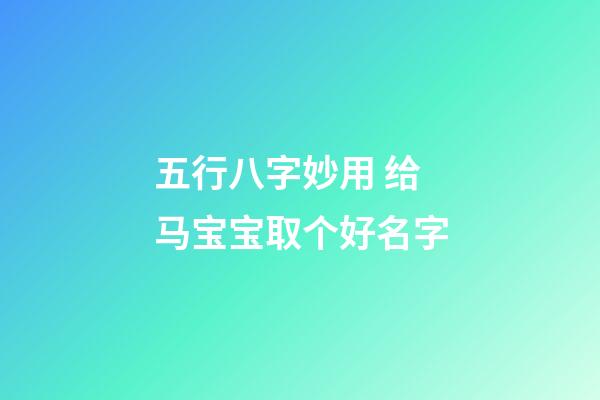 五行八字妙用 给马宝宝取个好名字